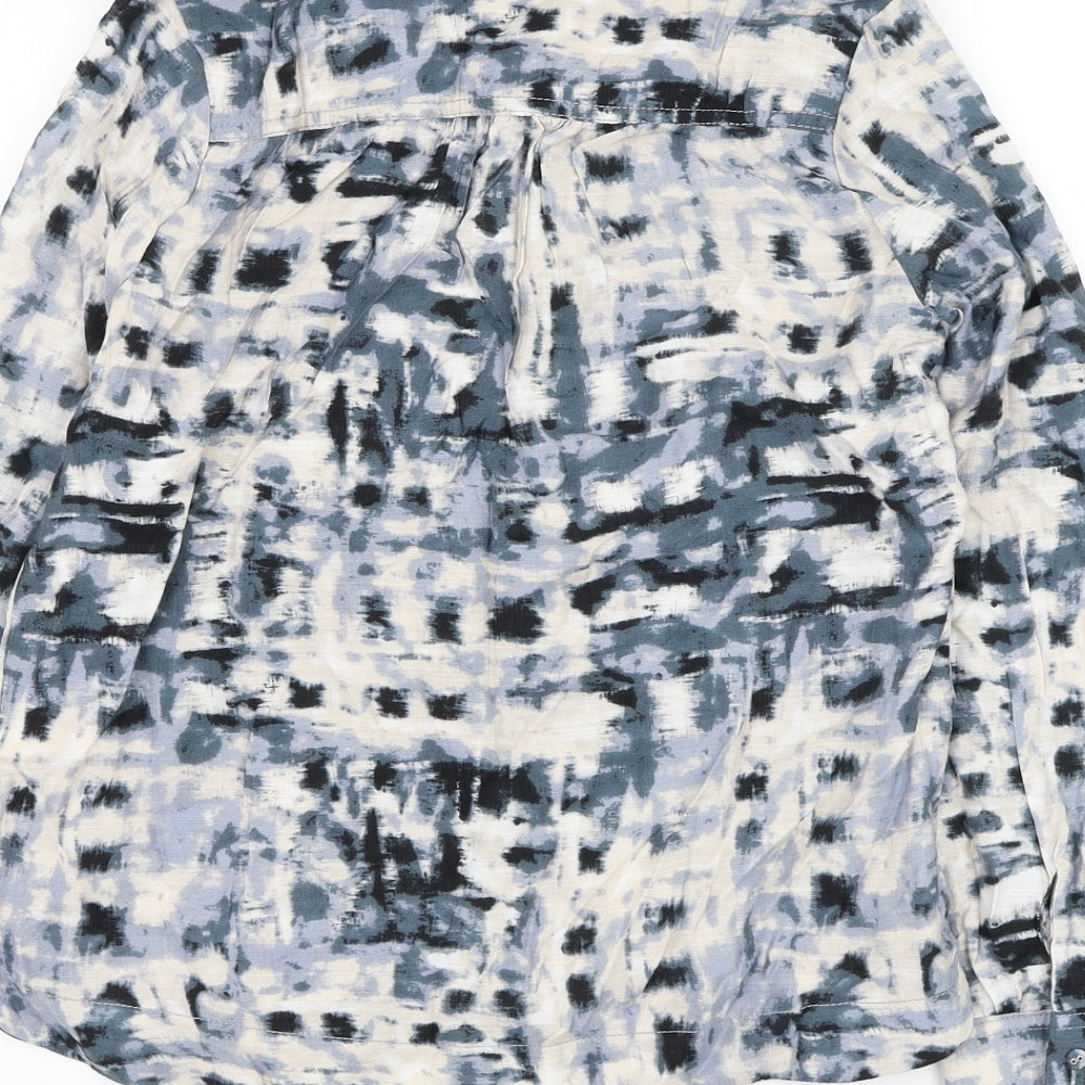 NEXT Womens Grey Geometric Viscose Basic Button-Up Size 6 Collared