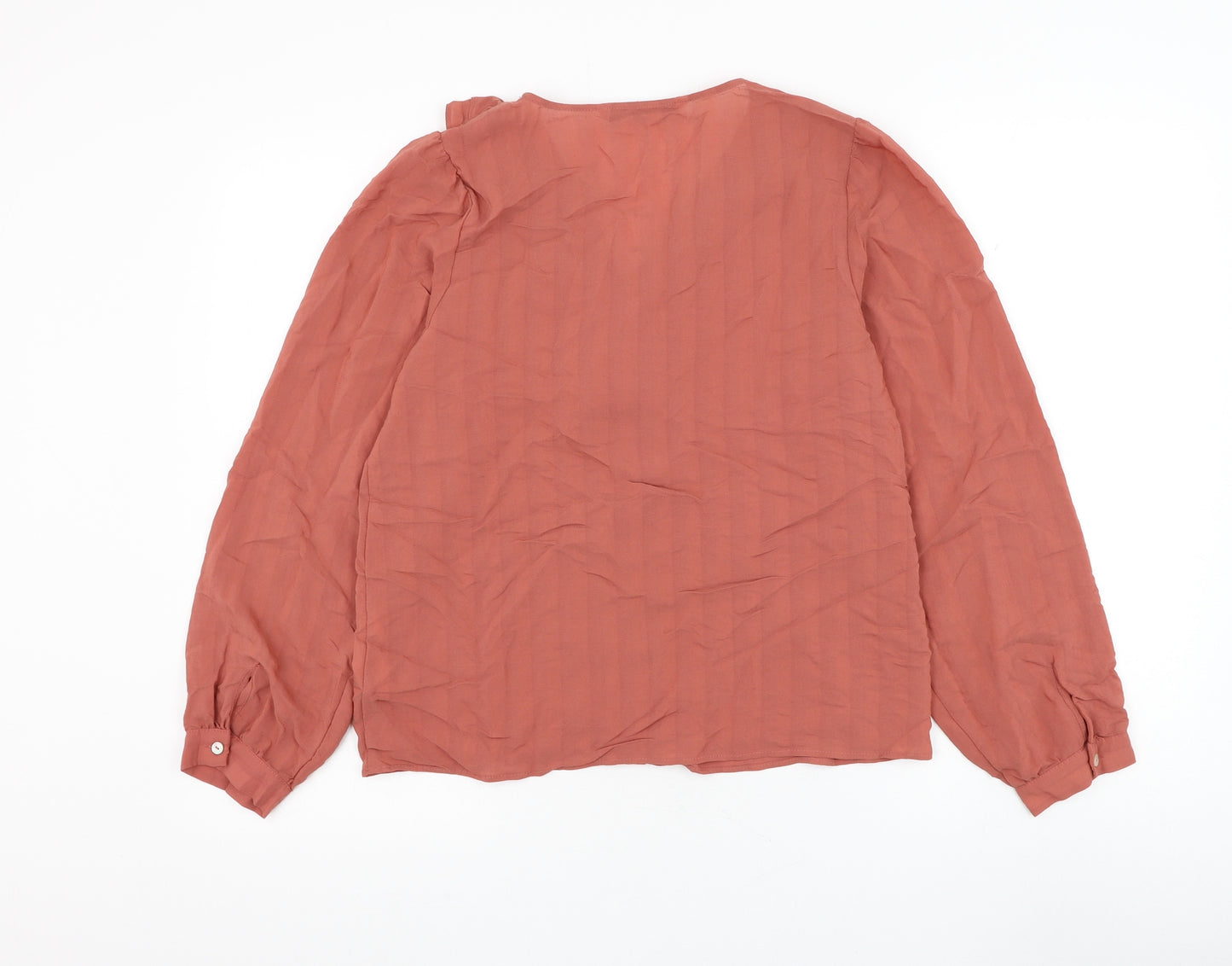 Zara Womens Pink Polyester Basic Button-Up Size XS V-Neck