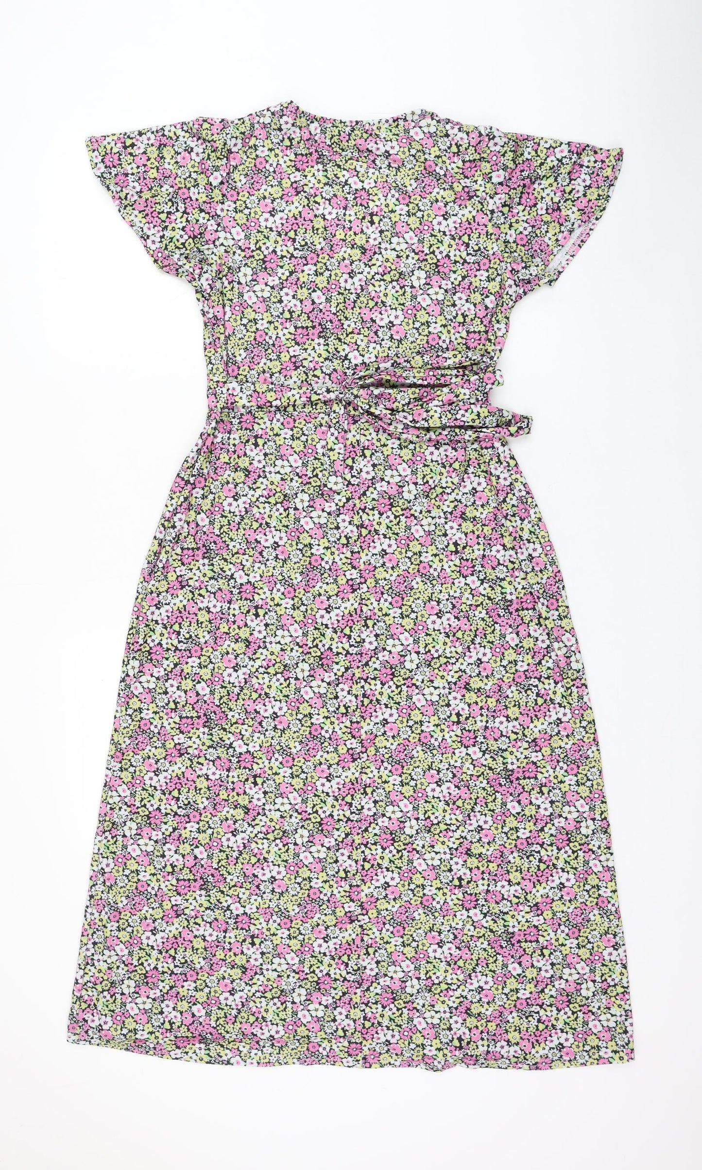 Dorothy Perkins Womens Black Floral Polyester A-Line Size 10 V-Neck Pullover