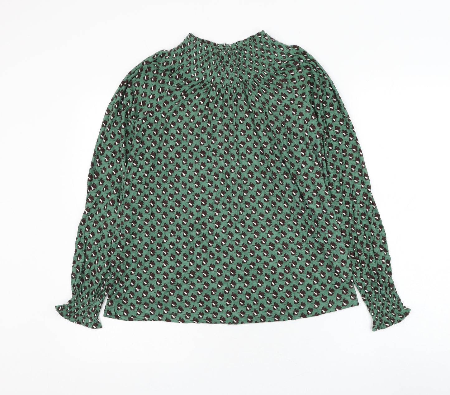 NEXT Womens Green Geometric Viscose Basic Blouse Size 6 Mock Neck