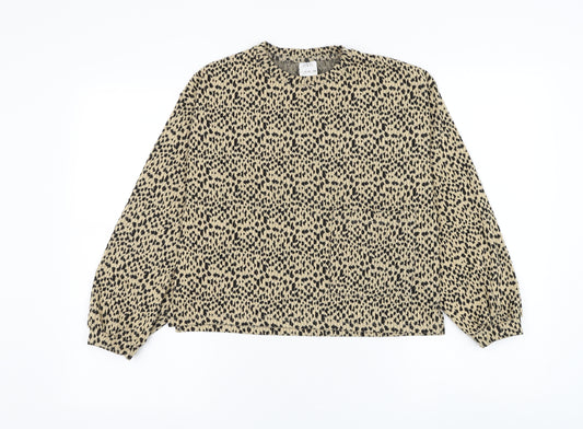 Zara Girls Brown Round Neck Animal Print Polyester Pullover Jumper Size 11-12 Years Pullover