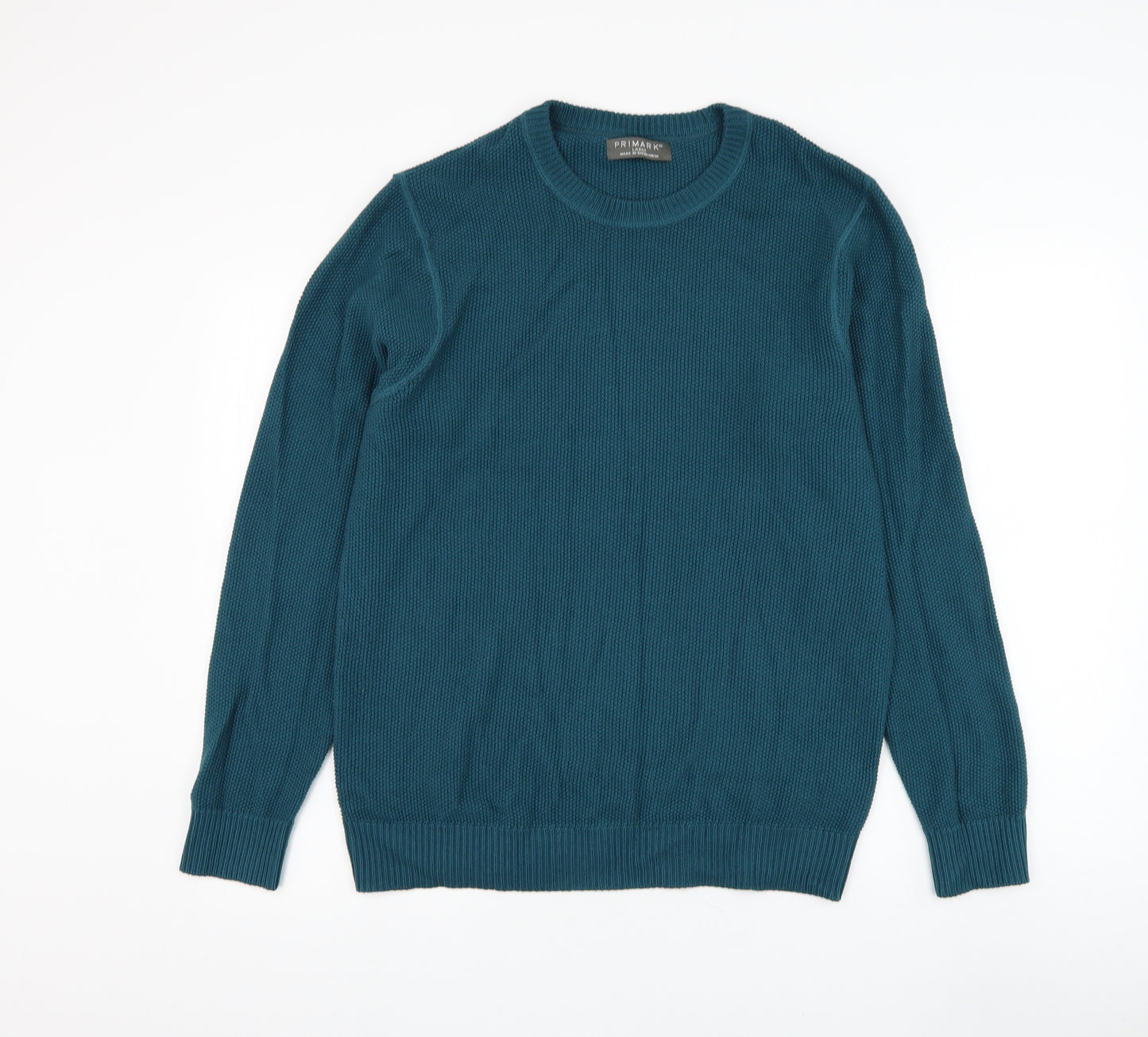 Primark Mens Blue Round Neck Cotton Pullover Jumper Size L