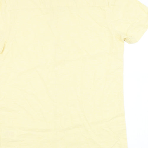 Peacocks Mens Yellow Cotton Button-Up Size S Collared Button