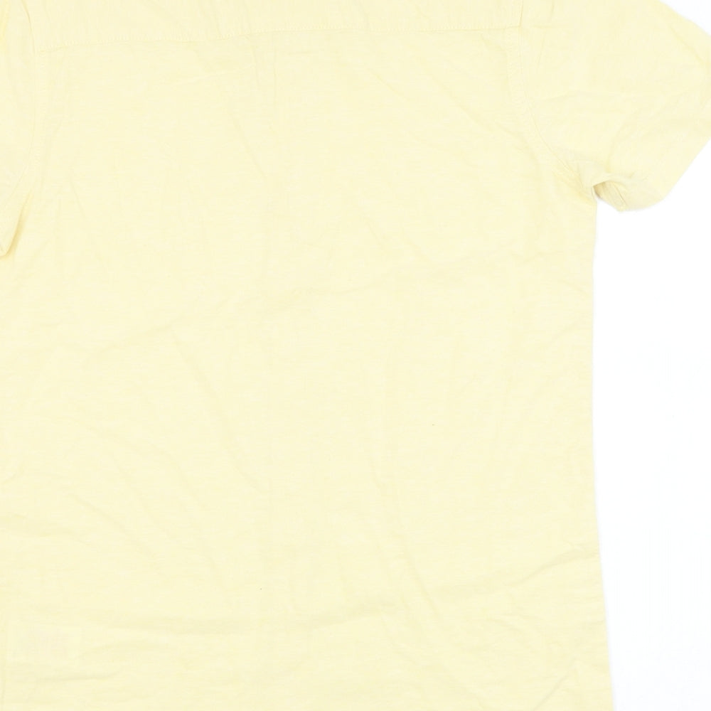 Peacocks Mens Yellow Cotton Button-Up Size S Collared Button