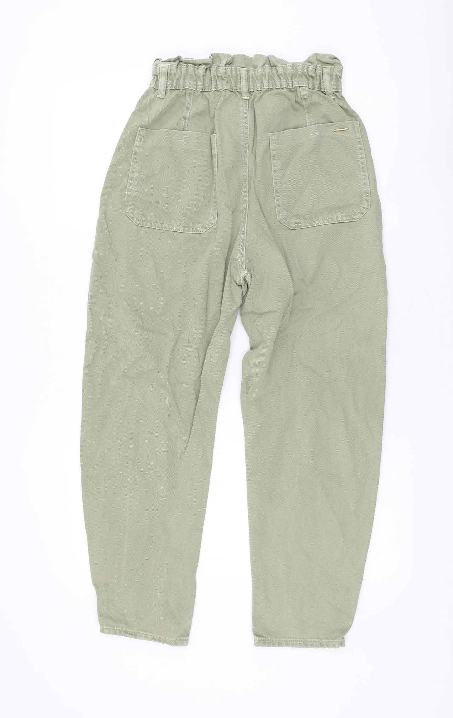 Zara Womens Green Cotton Straight Jeans Size 8 L25 in Regular Zip