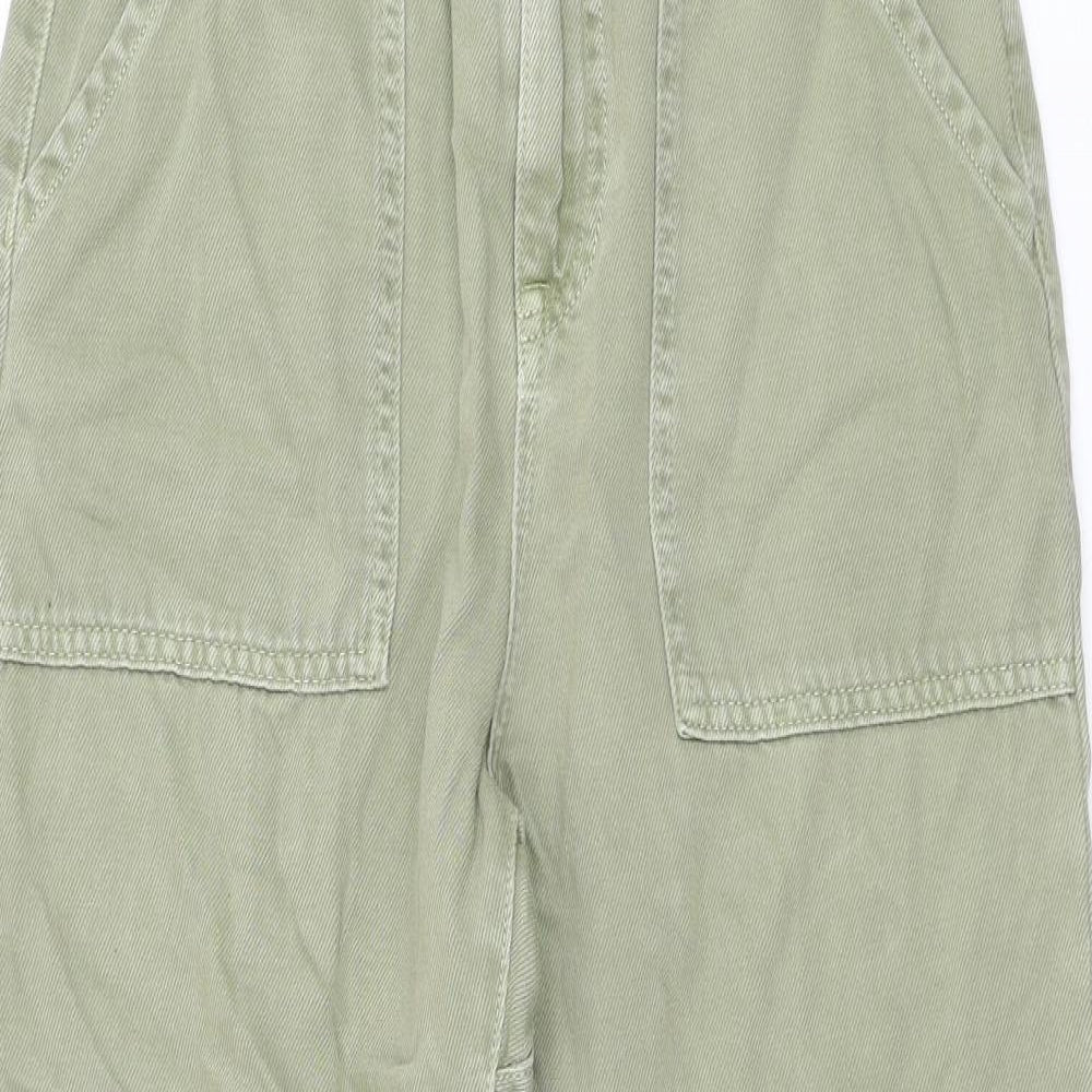 Zara Womens Green Cotton Straight Jeans Size 8 L25 in Regular Zip