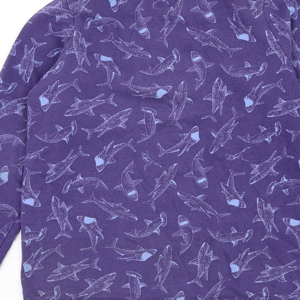 Joules Girls Purple Herringbone Cotton Pullover Sweatshirt Size 11-12 Years Pullover - Shark