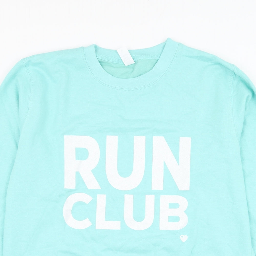Run Club Womens Blue Cotton Pullover Sweatshirt Size S Pullover - Run Club