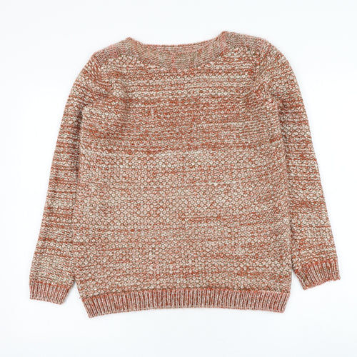 EWM Womens Red Round Neck Striped Acrylic Pullover Jumper Size 10