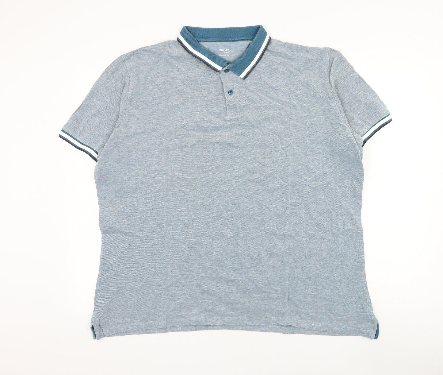 Dunnes Stores Mens Blue Cotton Polo Size XL Collared Pullover