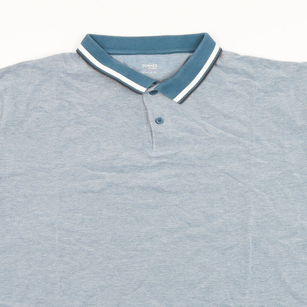 Dunnes Stores Mens Blue Cotton Polo Size XL Collared Pullover
