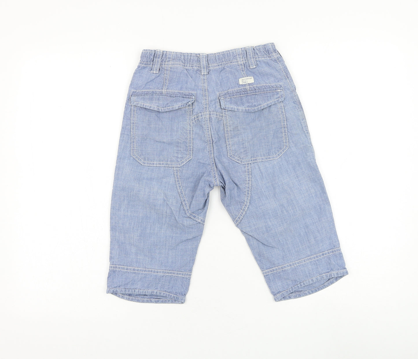 H&M Boys Blue Cotton Bermuda Shorts Size 10 Years Regular Zip