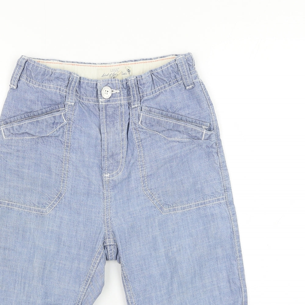 H&M Boys Blue Cotton Bermuda Shorts Size 10 Years Regular Zip