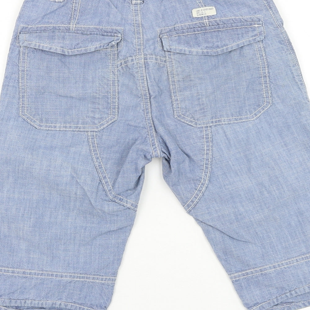 H&M Boys Blue Cotton Bermuda Shorts Size 10 Years Regular Zip