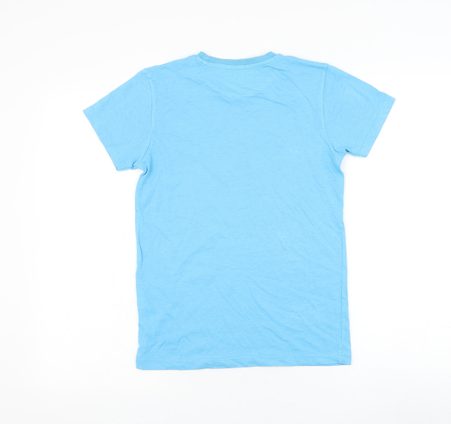 Matalan Boys Blue Cotton Basic T-Shirt Size 11 Years Round Neck Pullover - Summer Time