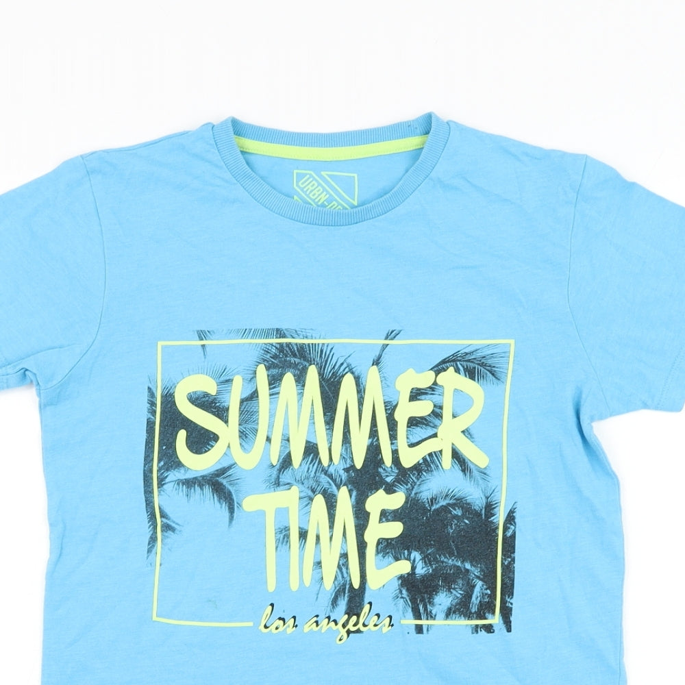 Matalan Boys Blue Cotton Basic T-Shirt Size 11 Years Round Neck Pullover - Summer Time