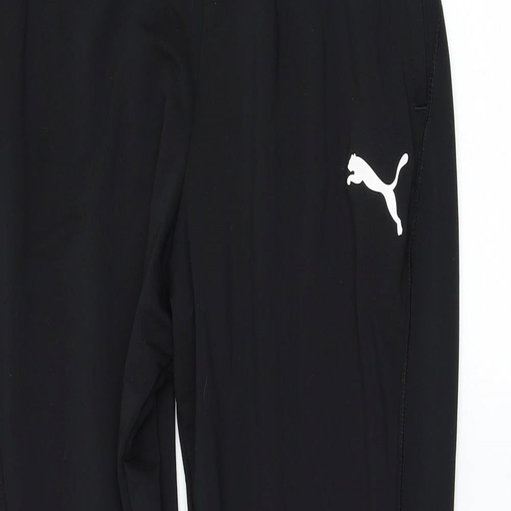 PUMA Mens Black Polyester Jogger Trousers Size M L30 in Regular Drawstring