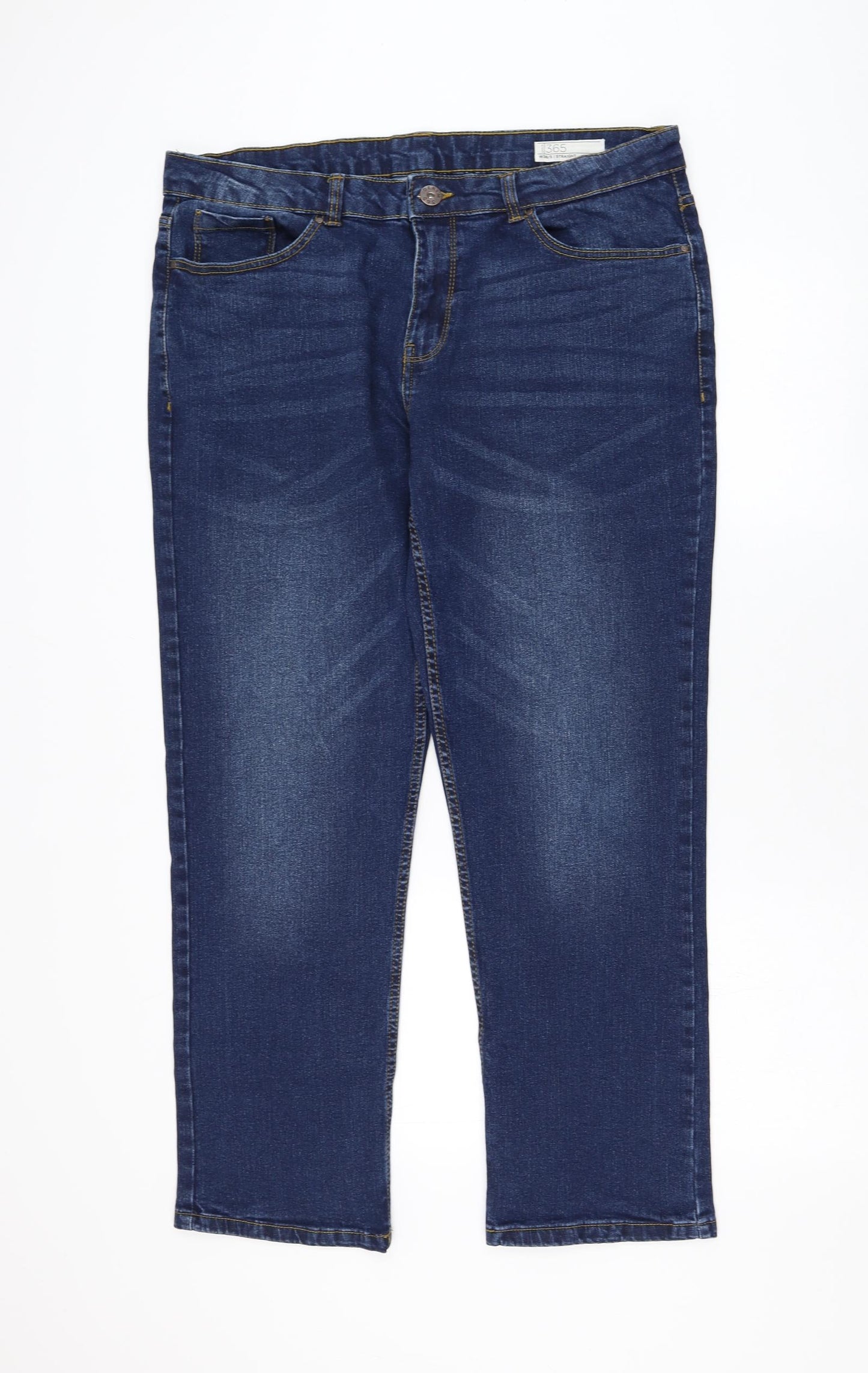 Peacocks Mens Blue Cotton Straight Jeans Size 36 in L29 in Regular Zip