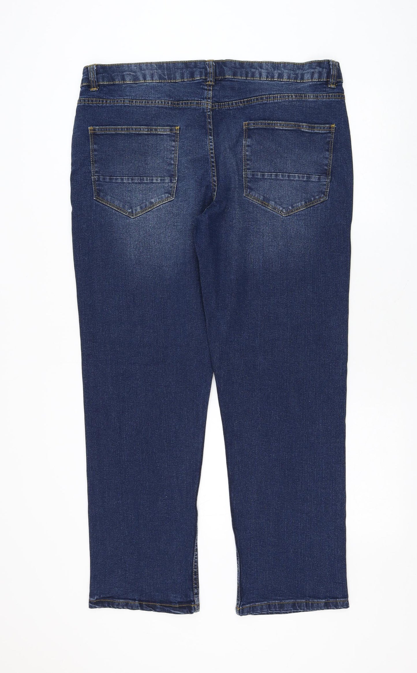Peacocks Mens Blue Cotton Straight Jeans Size 36 in L29 in Regular Zip