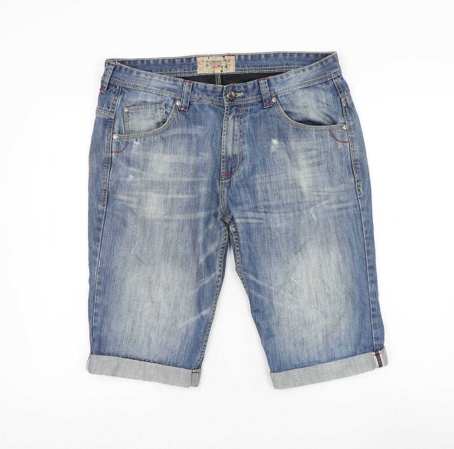 NEXT Mens Blue Cotton Chino Shorts Size 36 in L15 in Regular Zip