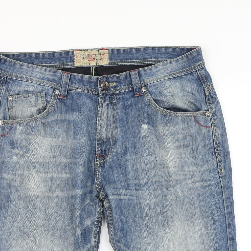 NEXT Mens Blue Cotton Chino Shorts Size 36 in L15 in Regular Zip