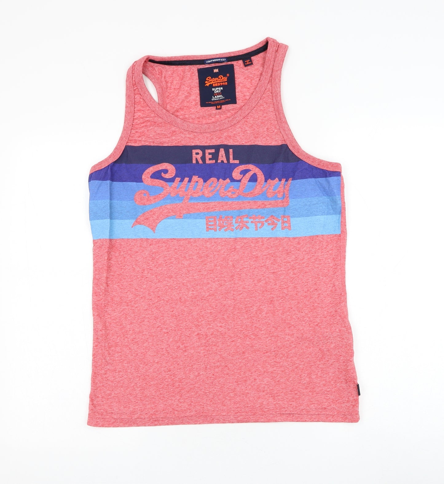 Superdry Mens Red Polyester T-Shirt Size M Round Neck