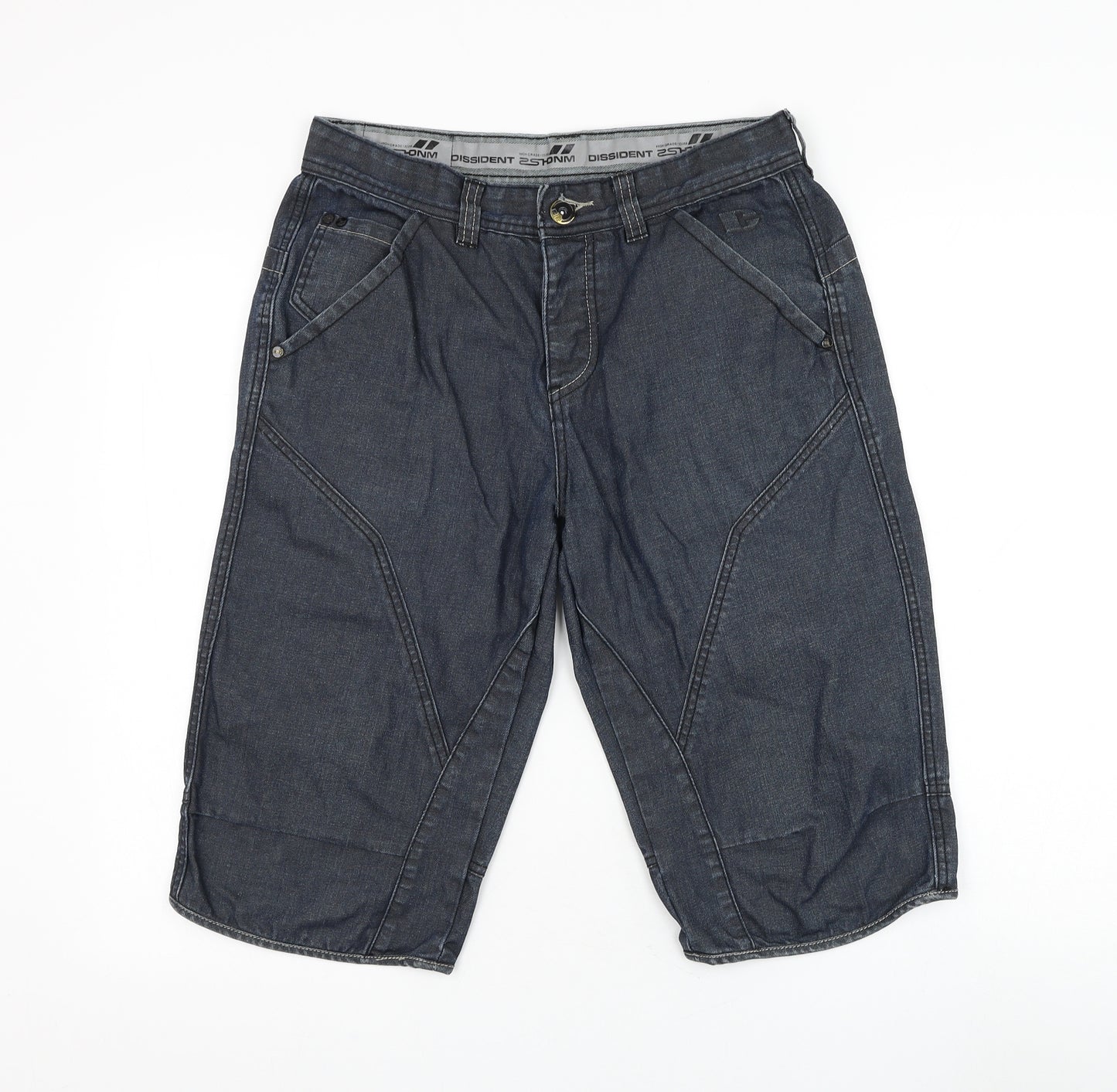 Dissident Mens Blue Cotton Bermuda Shorts Size 32 in L15 in Regular Zip