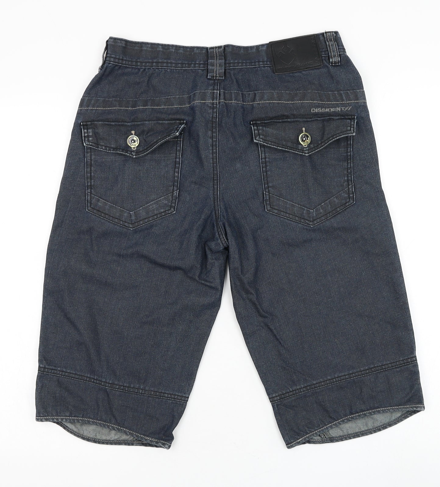 Dissident Mens Blue Cotton Bermuda Shorts Size 32 in L15 in Regular Zip