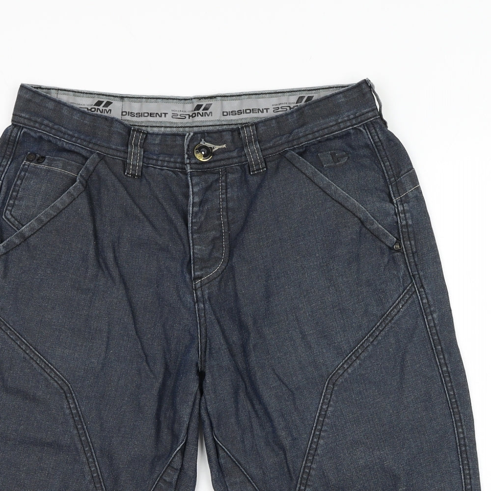 Dissident Mens Blue Cotton Bermuda Shorts Size 32 in L15 in Regular Zip