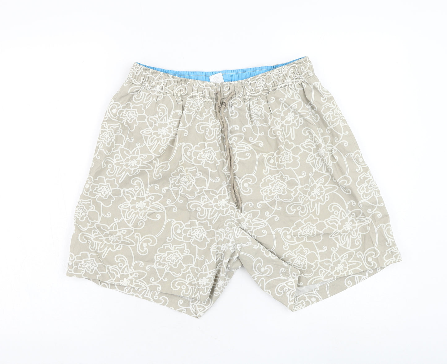 Cherokee Mens Beige Floral Polyester Sweat Shorts Size M L6 in Regular Drawstring - Swimwear