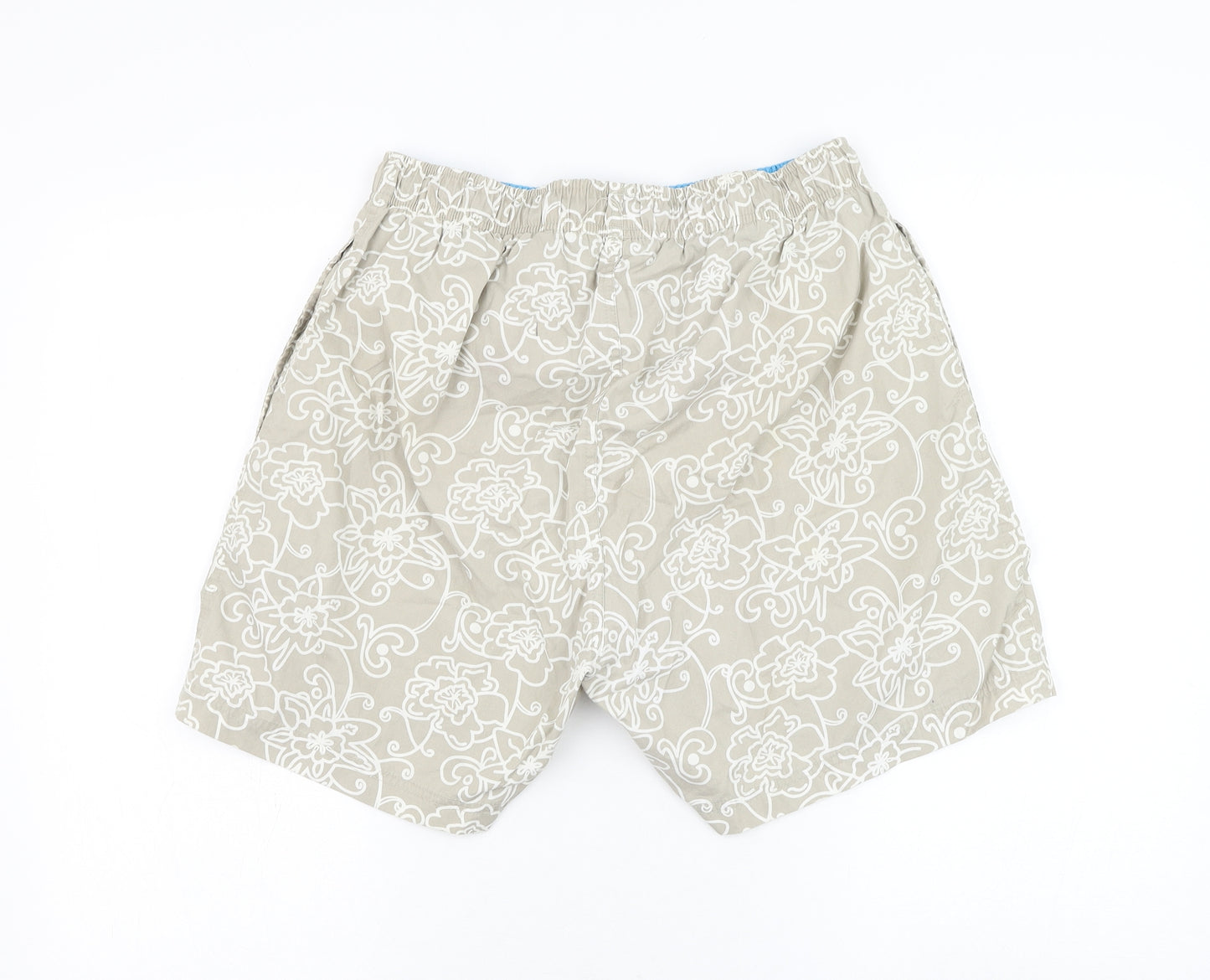 Cherokee Mens Beige Floral Polyester Sweat Shorts Size M L6 in Regular Drawstring - Swimwear