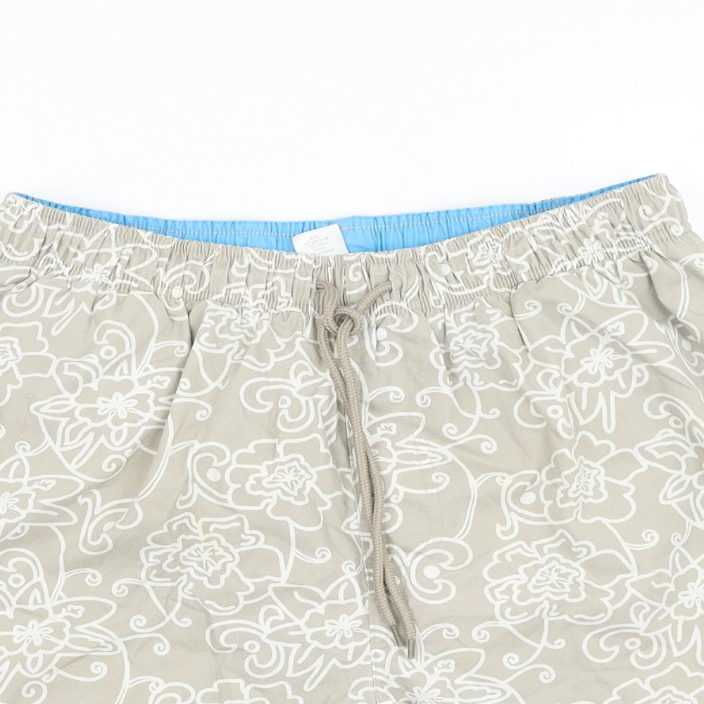 Cherokee Mens Beige Floral Polyester Sweat Shorts Size M L6 in Regular Drawstring - Swimwear