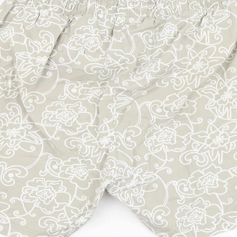 Cherokee Mens Beige Floral Polyester Sweat Shorts Size M L6 in Regular Drawstring - Swimwear