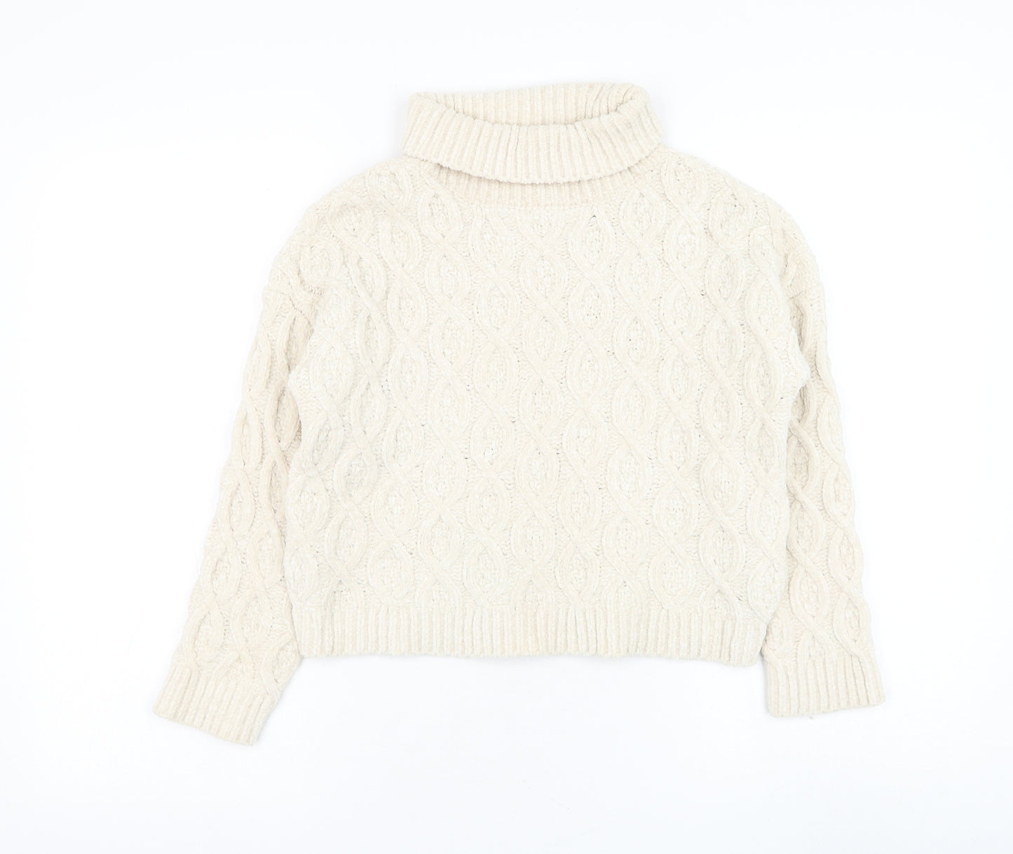 Primark Girls Ivory Roll Neck Polyester Pullover Jumper Size 12-13 Years Pullover