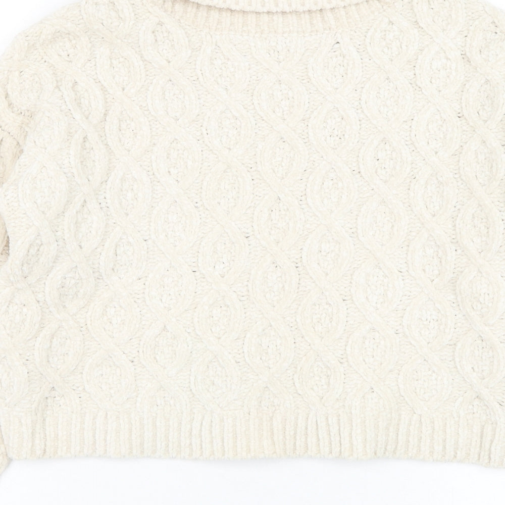 Primark Girls Ivory Roll Neck Polyester Pullover Jumper Size 12-13 Years Pullover