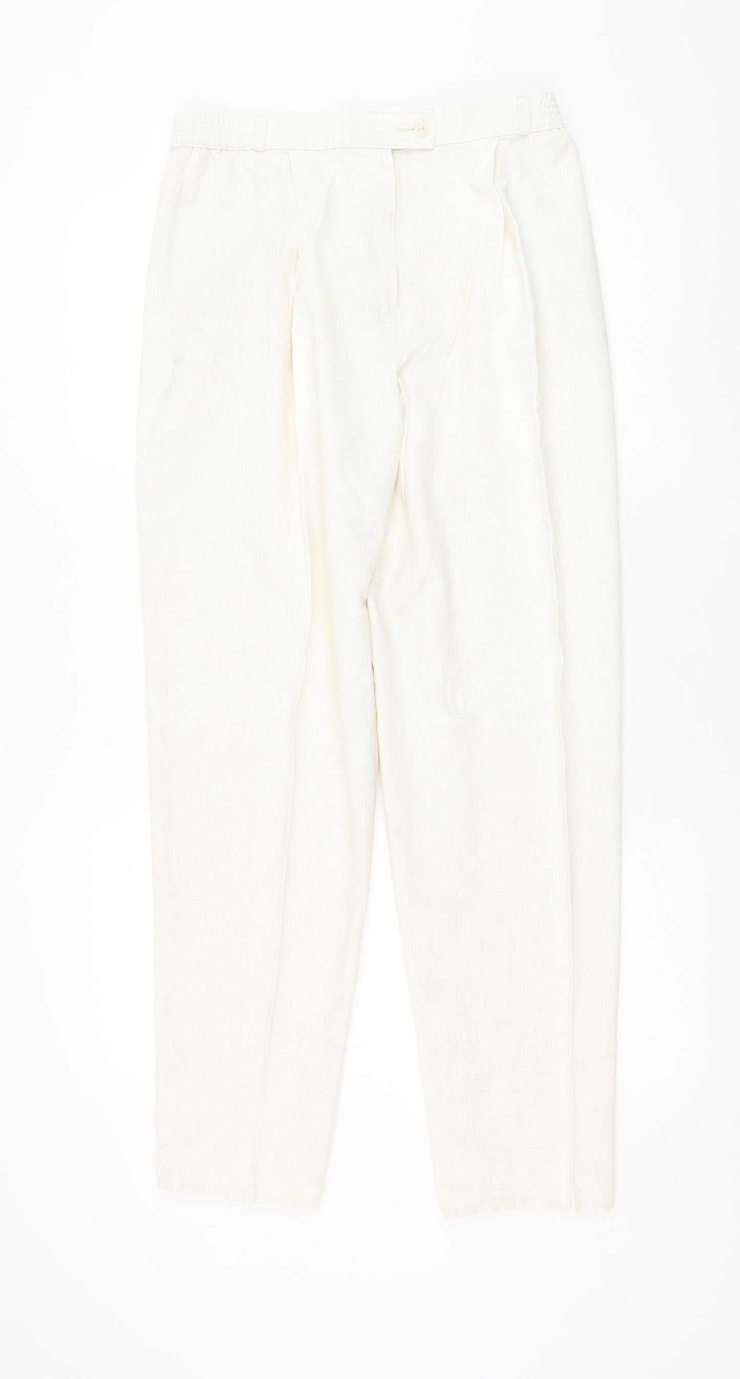 Marks and Spencer Womens Ivory Viscose Carrot Trousers Size 14 L30 in Regular Zip