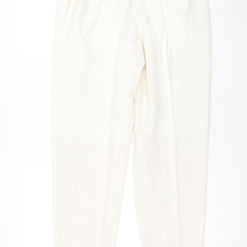 Marks and Spencer Womens Ivory Viscose Carrot Trousers Size 14 L30 in Regular Zip
