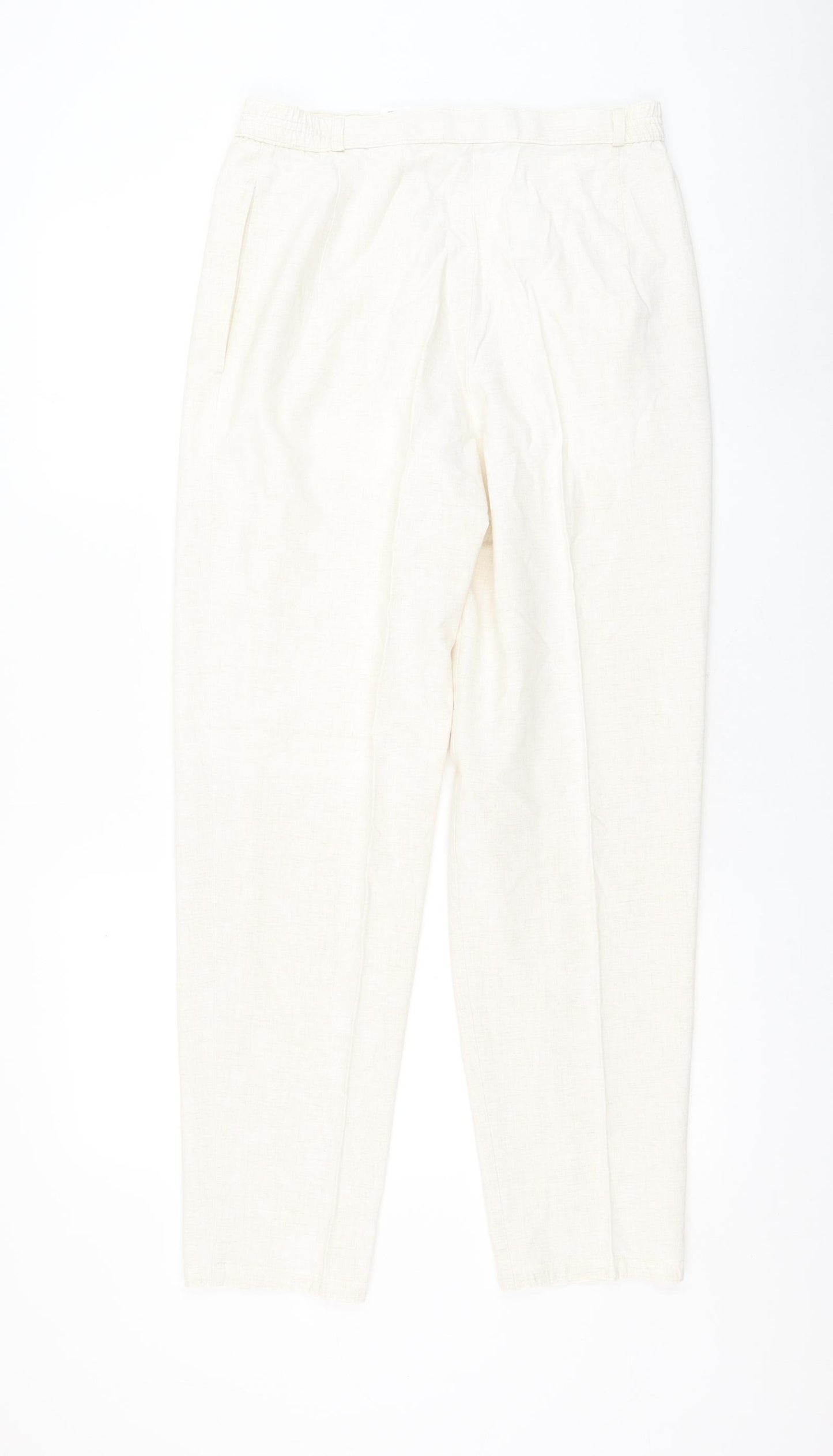 Marks and Spencer Womens Ivory Viscose Carrot Trousers Size 14 L30 in Regular Zip