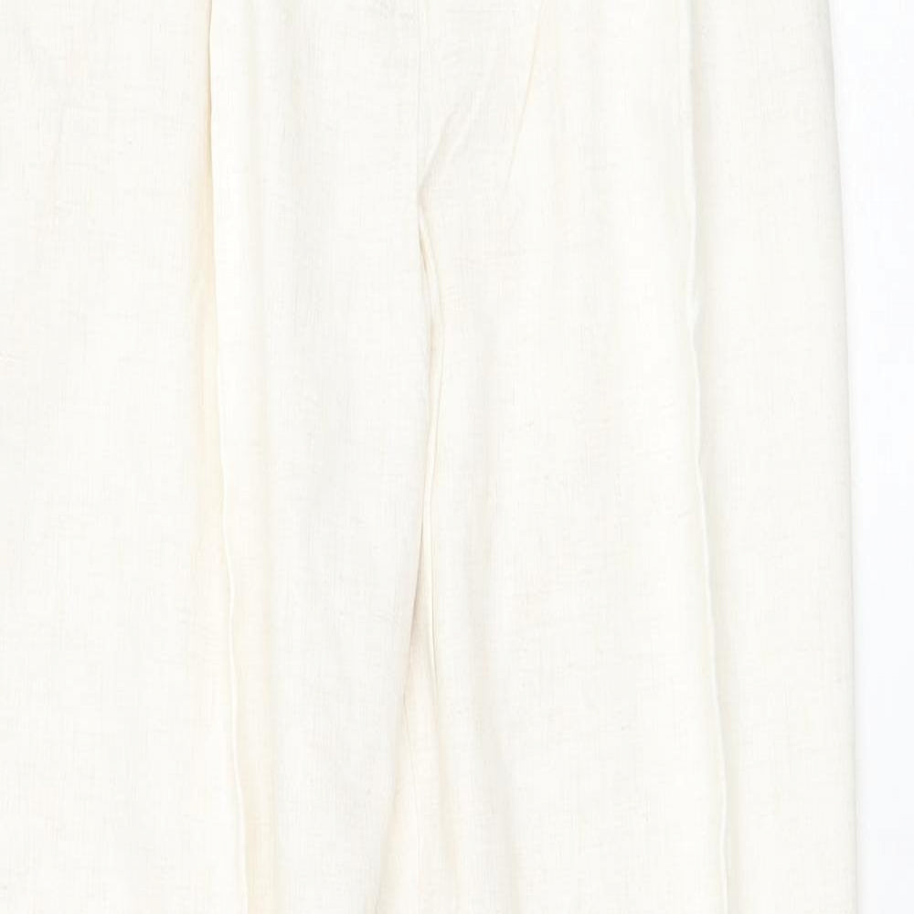 Marks and Spencer Womens Ivory Viscose Carrot Trousers Size 14 L30 in Regular Zip