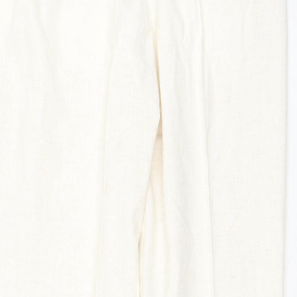Marks and Spencer Womens Ivory Viscose Carrot Trousers Size 14 L30 in Regular Zip