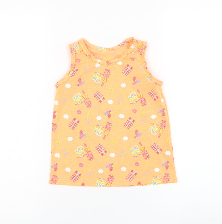 Matalan Girls Orange Geometric Polyester Basic Tank Size 4-5 Years Round Neck Pullover - Holiday