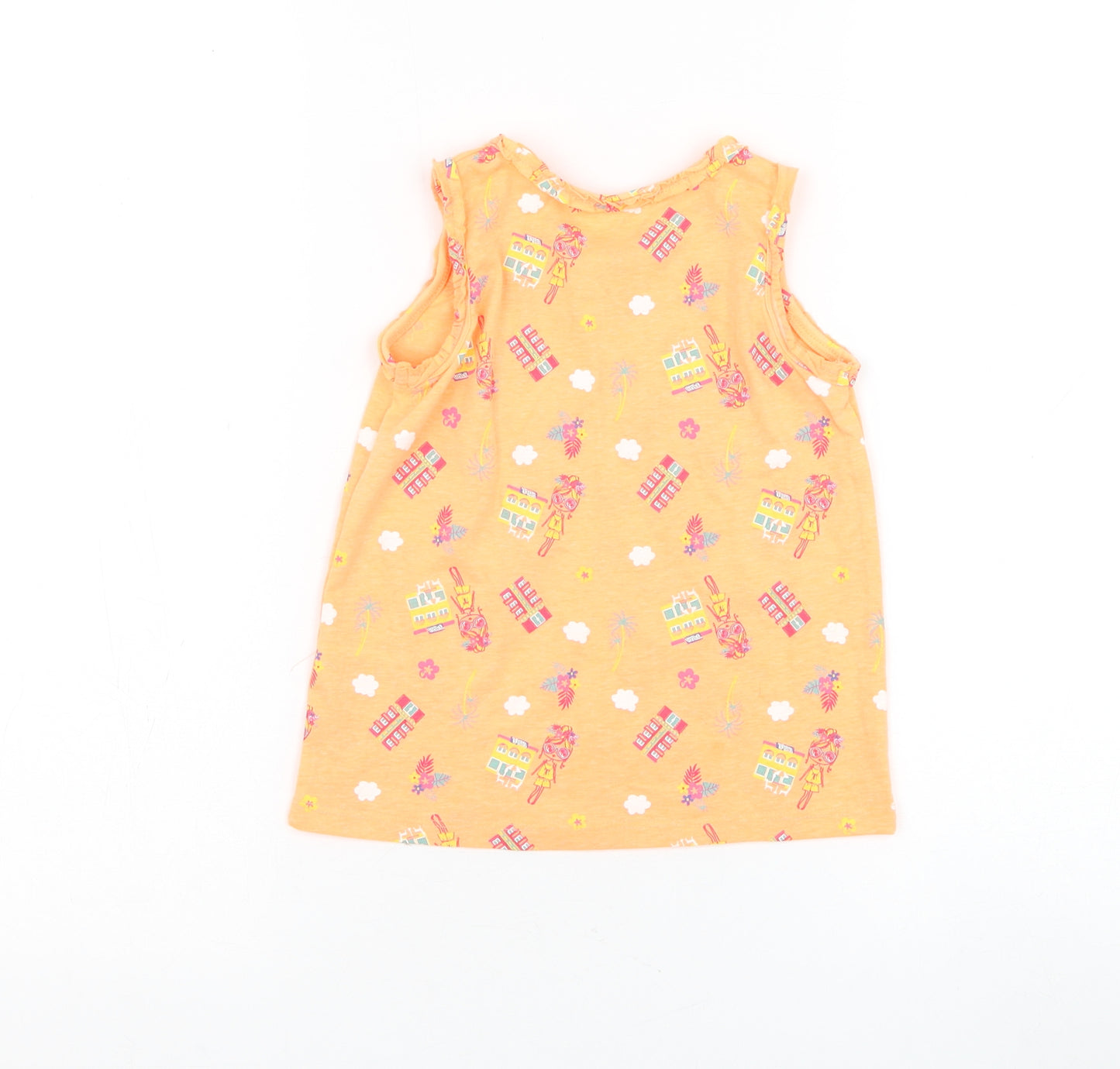 Matalan Girls Orange Geometric Polyester Basic Tank Size 4-5 Years Round Neck Pullover - Holiday