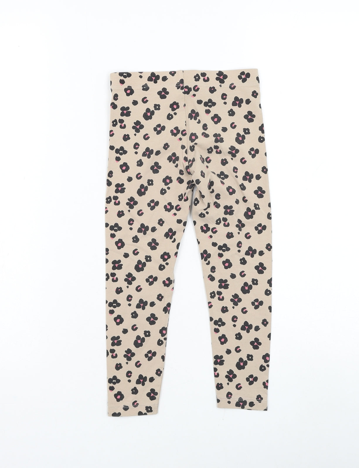 Marks and Spencer Girls Brown Animal Print Cotton Jogger Trousers Size 4-5 Years Regular Pullover - Leopard Print Leggings