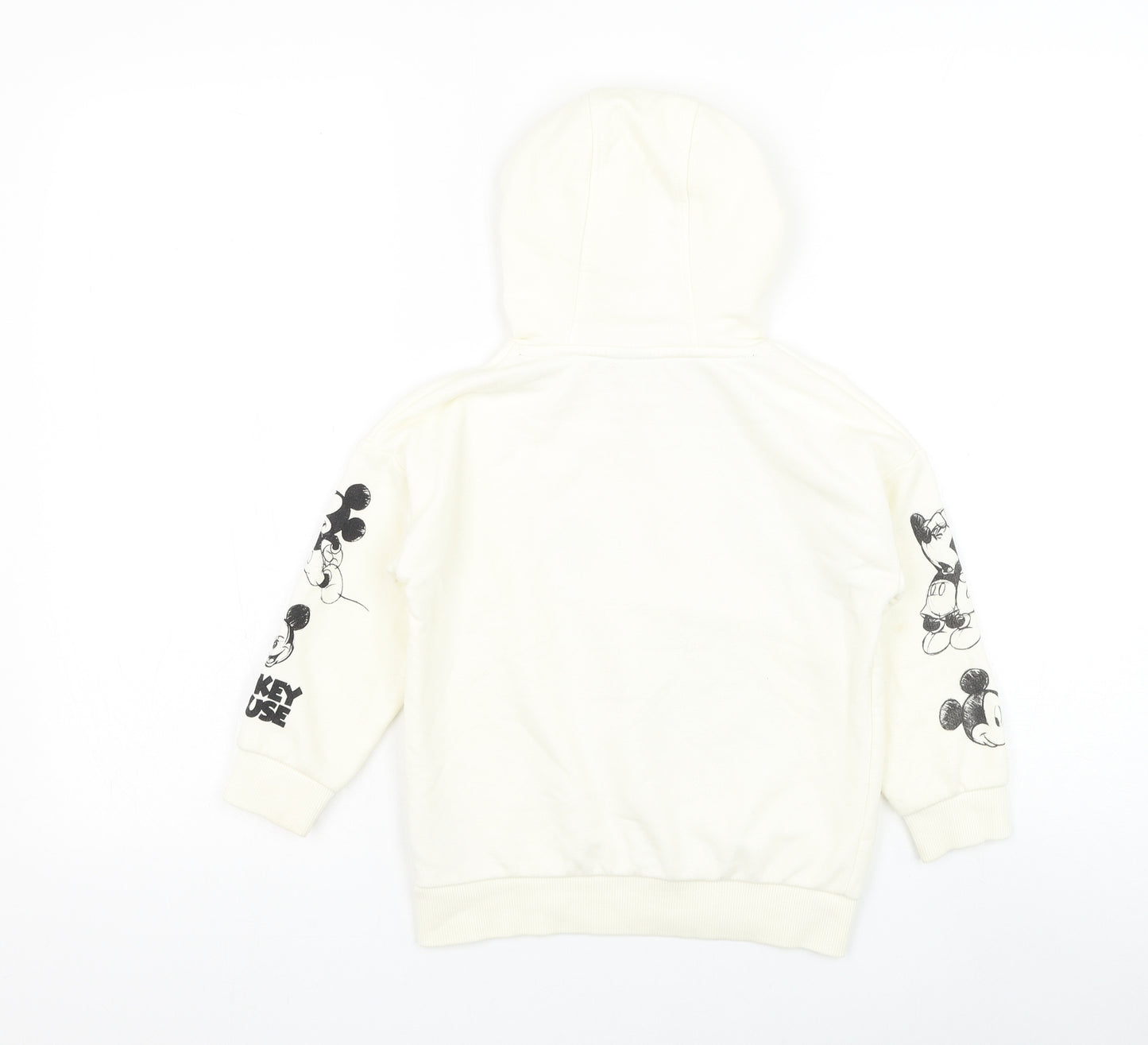 F&F Boys White Cotton Pullover Hoodie Size 4-5 Years Pullover - Mickey Mouse