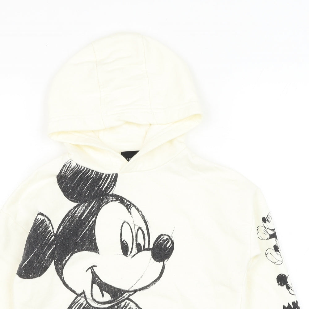 F&F Boys White Cotton Pullover Hoodie Size 4-5 Years Pullover - Mickey Mouse