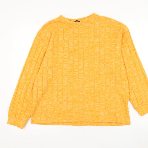 Marks and Spencer Womens Orange Round Neck Viscose Pullover Jumper Size 14