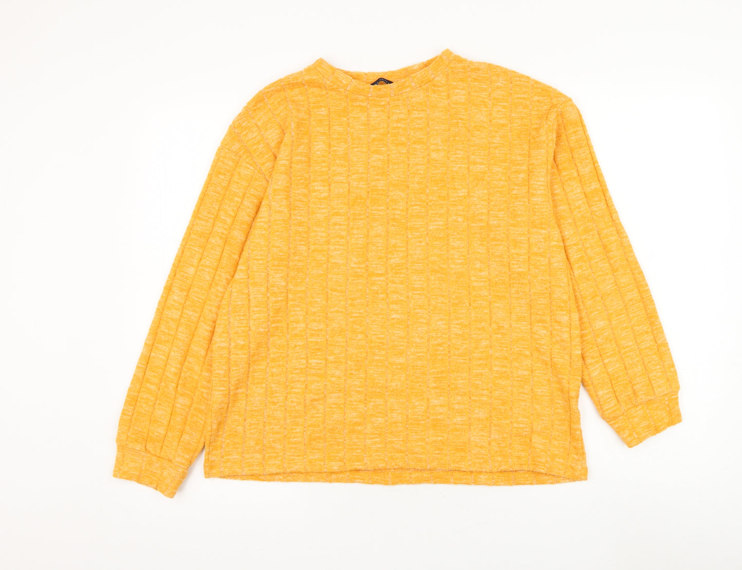 Marks and Spencer Womens Orange Round Neck Viscose Pullover Jumper Size 14