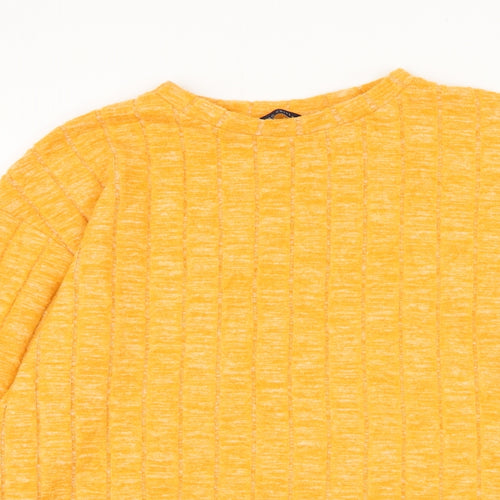 Marks and Spencer Womens Orange Round Neck Viscose Pullover Jumper Size 14