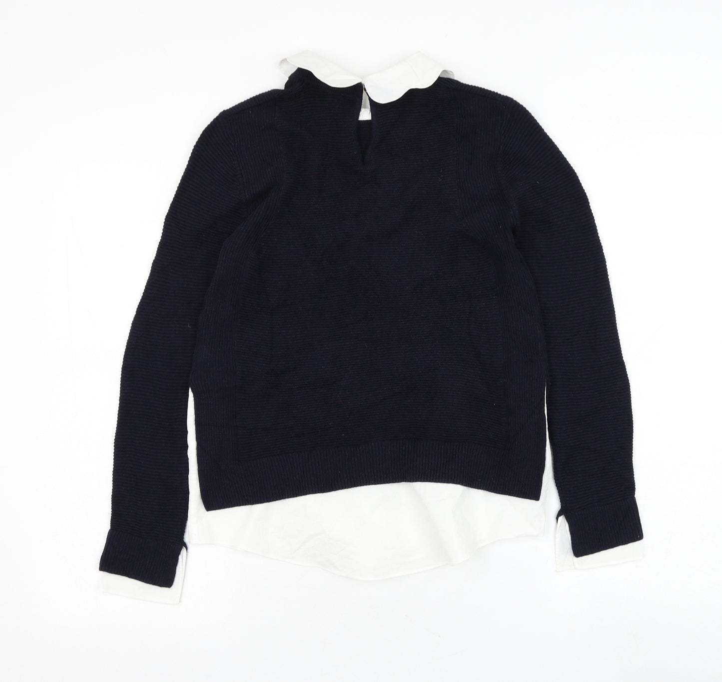 Ted Baker Womens Blue Collared Wool Pullover Jumper Size 6