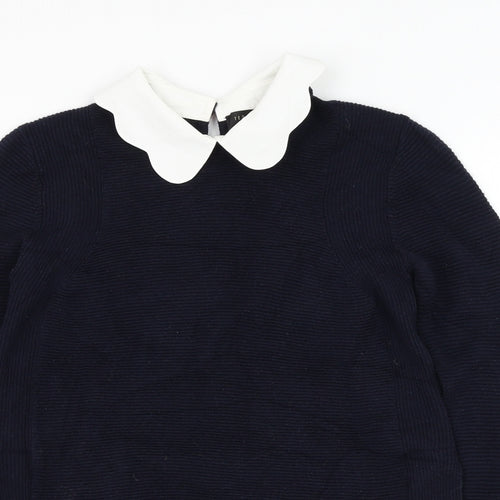 Ted Baker Womens Blue Collared Wool Pullover Jumper Size 6